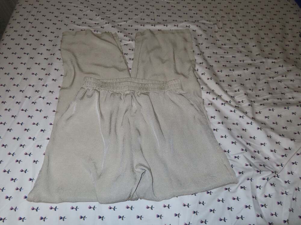 R&M Richards by Karen Kwong Vintage Beige Acetate Rayon Wide Leg Lounge Pants Si